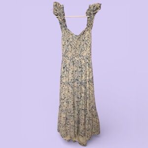 American Eagle Blue and Cream Floral Maxi Dress